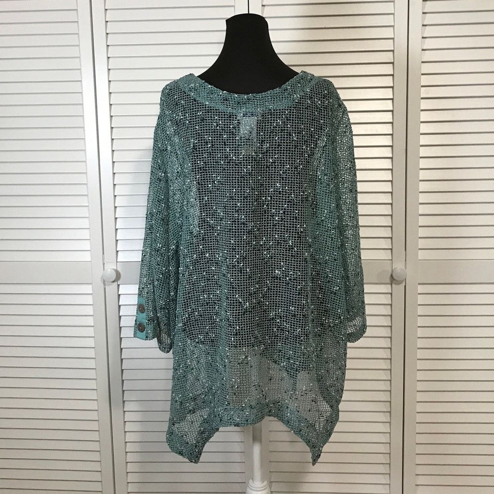 Blair NWOT Blair Boho Royal Blue Mesh Flowy Oversized Tunic XL Size XL / US 12-14 / IT 48-50 - 3 Thumbnail