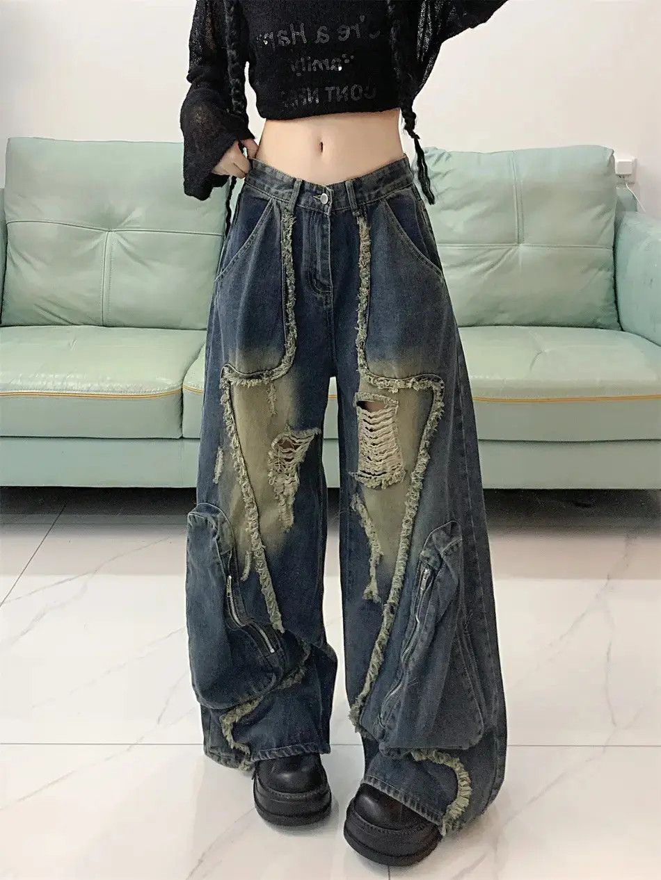 Japanese Brand Vintage large pocket ripped jeans Size US 30 / EU 46 - 6 Thumbnail