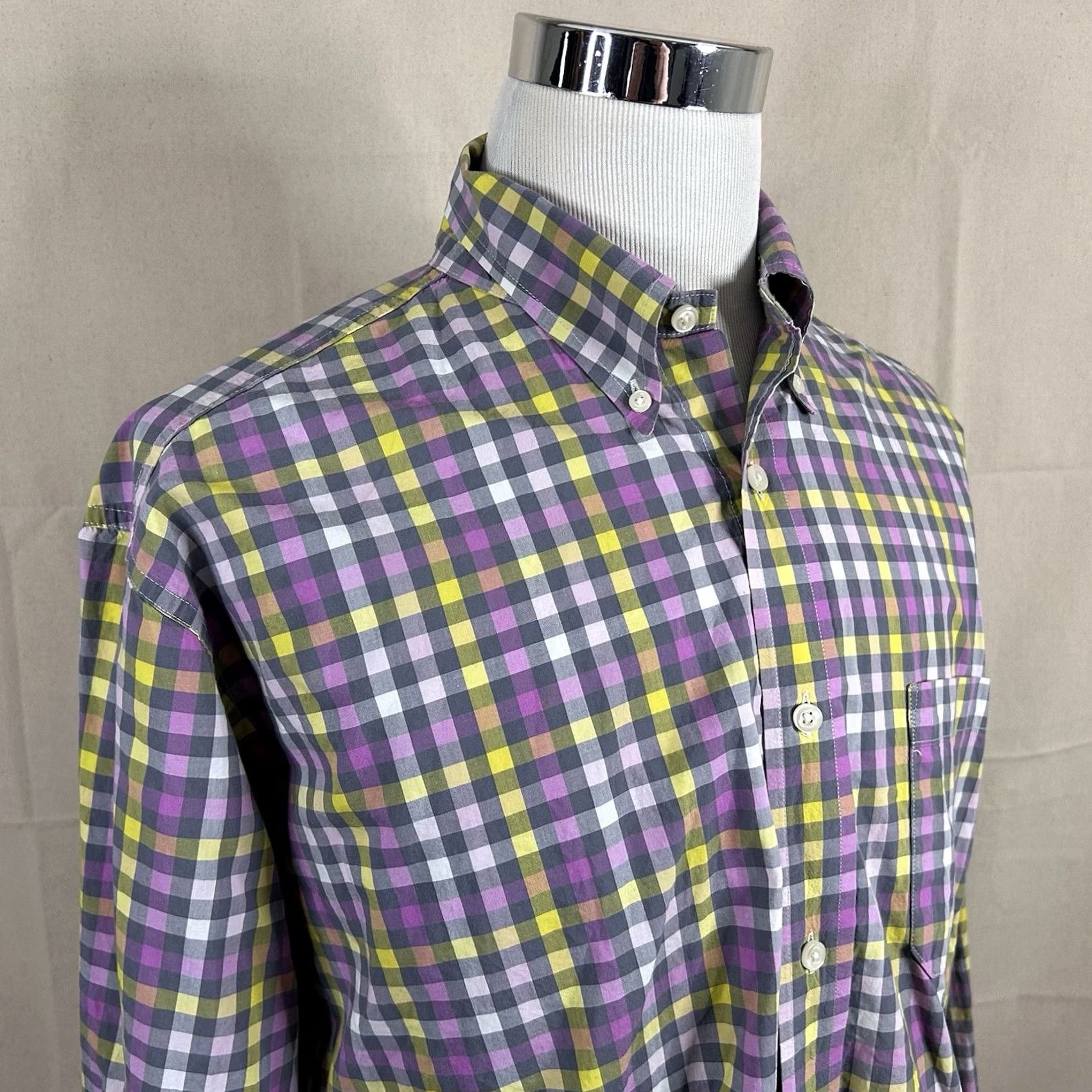 Bills Khakis Bills Khakis XL USA Made Casual Button Down Shirt Pink Yellow Gray Plaid Cotton Mens Size US XL / EU 56 / 4 - 2 Thumbnail