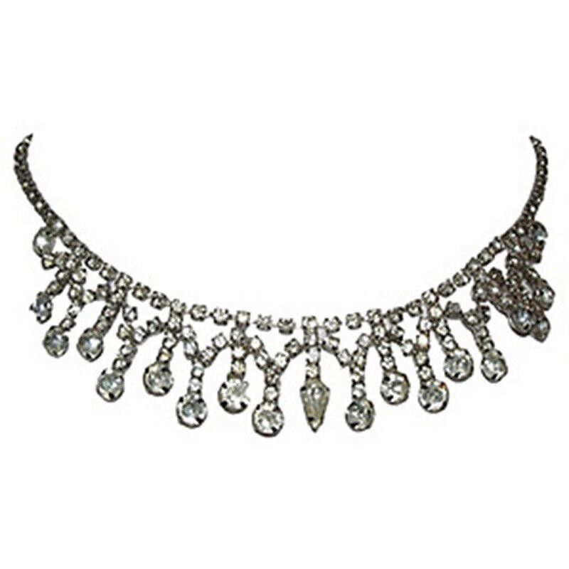 Designer Rhinestone Fringe Bib Necklace Size ONE SIZE - 1 Thumbnail
