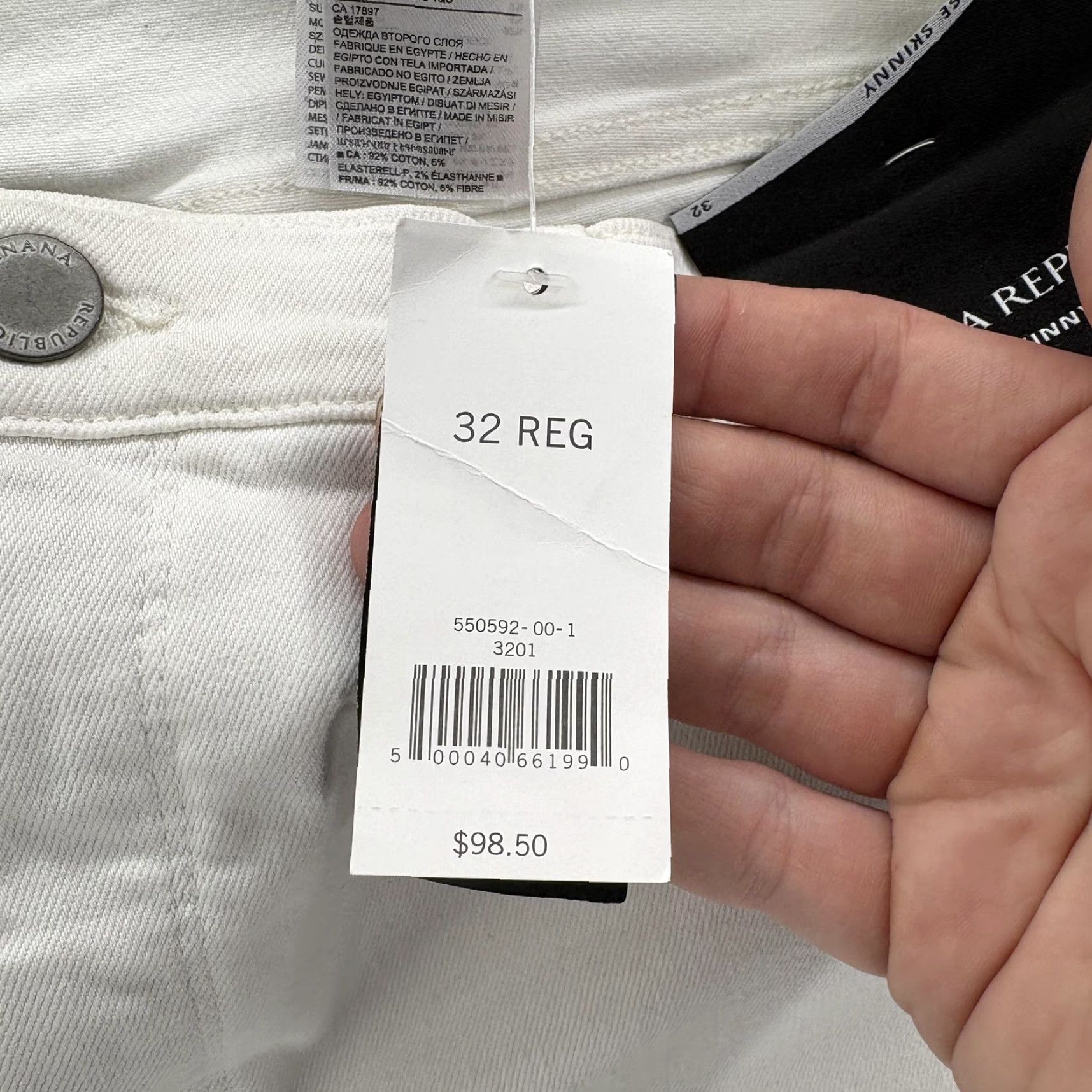 Banana Republic Banana Republic Jeans Womens 32 White Mid Rise Skinny Ankle Stretch Denim NWT Size 24" / US 00 / IT 34 - 6 Thumbnail