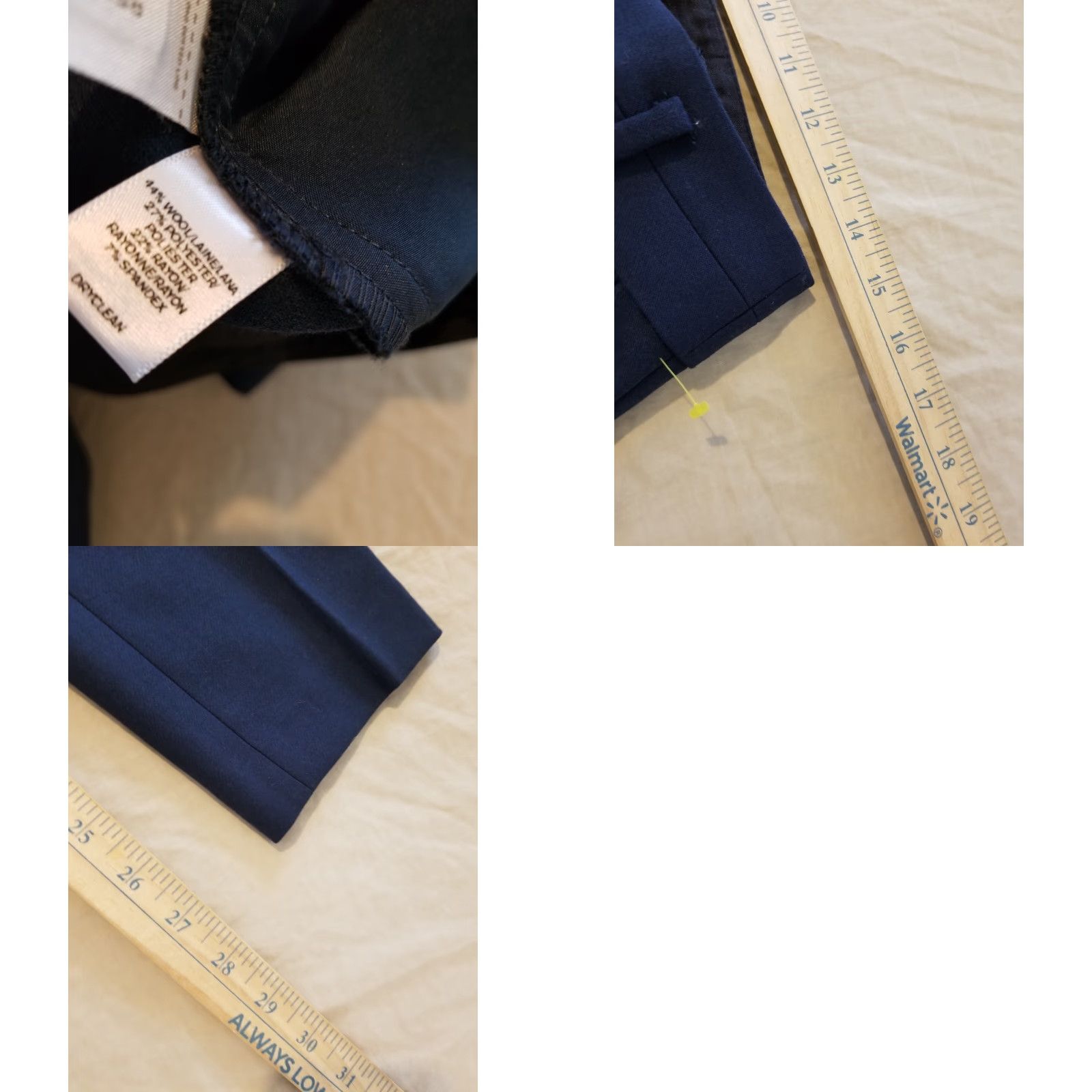 Ann Taylor Womens Ann Taylor Dress Pants Wool 2 Navy Blue Slacks Trouser Blue Womens Size 26" / US 2 / IT 38 - 8 Thumbnail