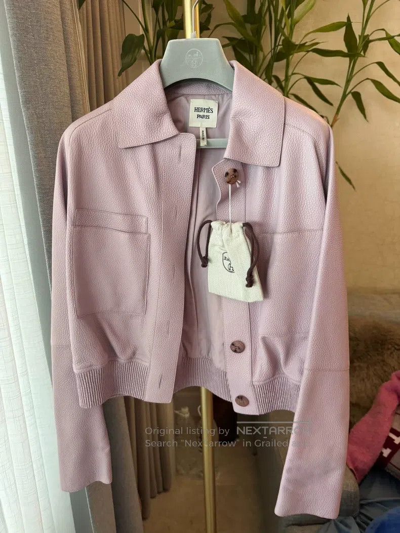 Hermes Hermes Pink Deer Leather Jacket Size 36 Size XS / US 0-2 / IT 36-38 - 1 Thumbnail