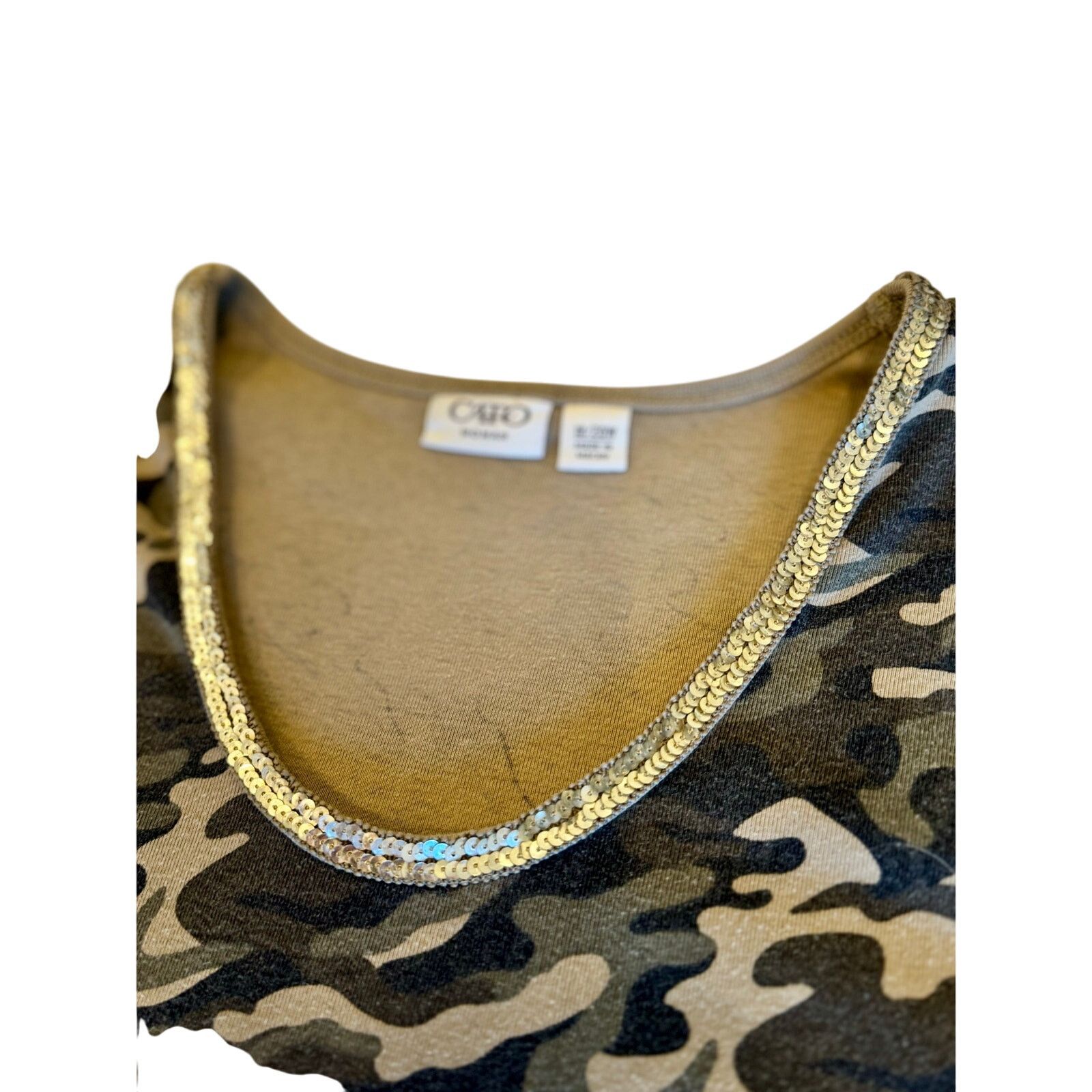 Other Cato Camo Sleeveless Top with Gold Sequins | Size 18/20 Size XL / US 12-14 / IT 48-50 - 2 Thumbnail