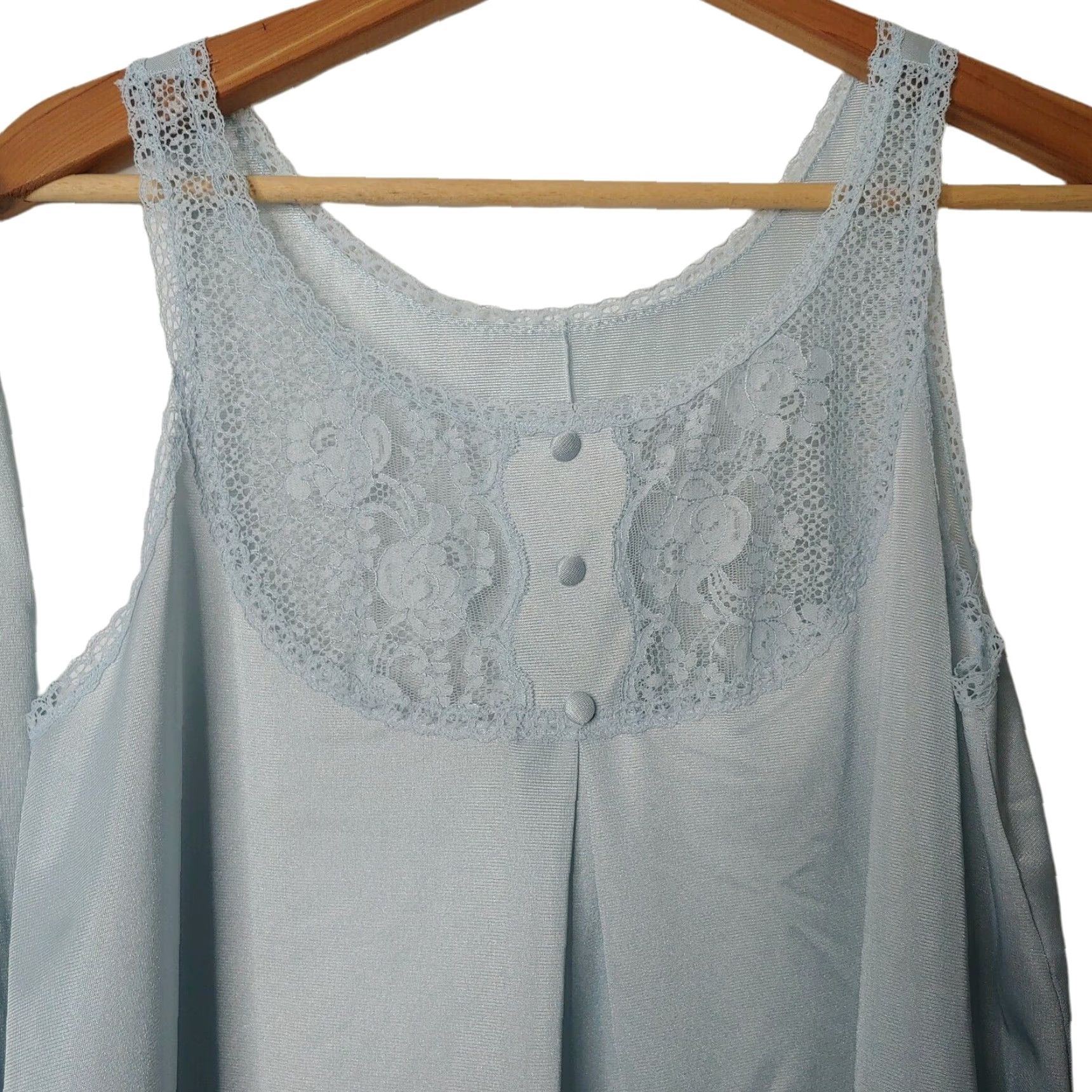 Vintage VINTAGE Vanity Fair Peignoir Set Robe Gown Blue Lace 34 1980s Eveningwear Shirt Women Mens? Size ONE SIZE - 6 Thumbnail