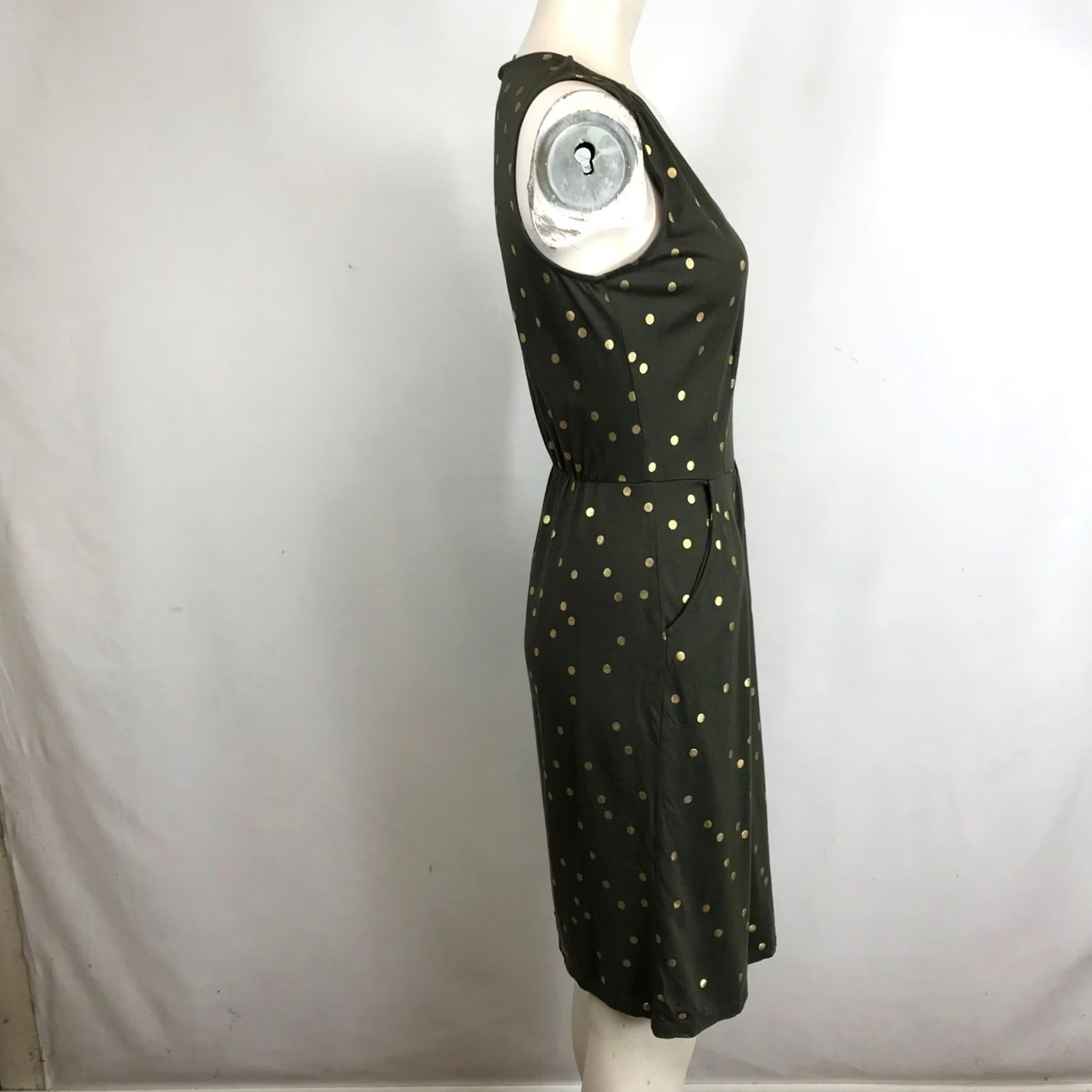Boden Boden Polka Dot V Neck Sleeveless Dress Size 4 Gold Green Size S / US 4 / IT 40 - 4 Thumbnail