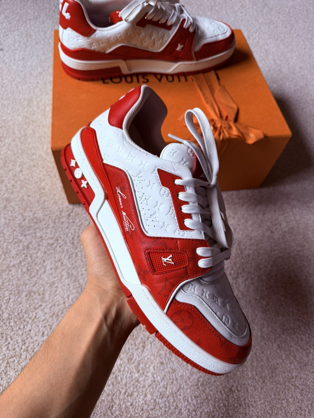 Louis Vuitton Red LV Trainer Sneaker