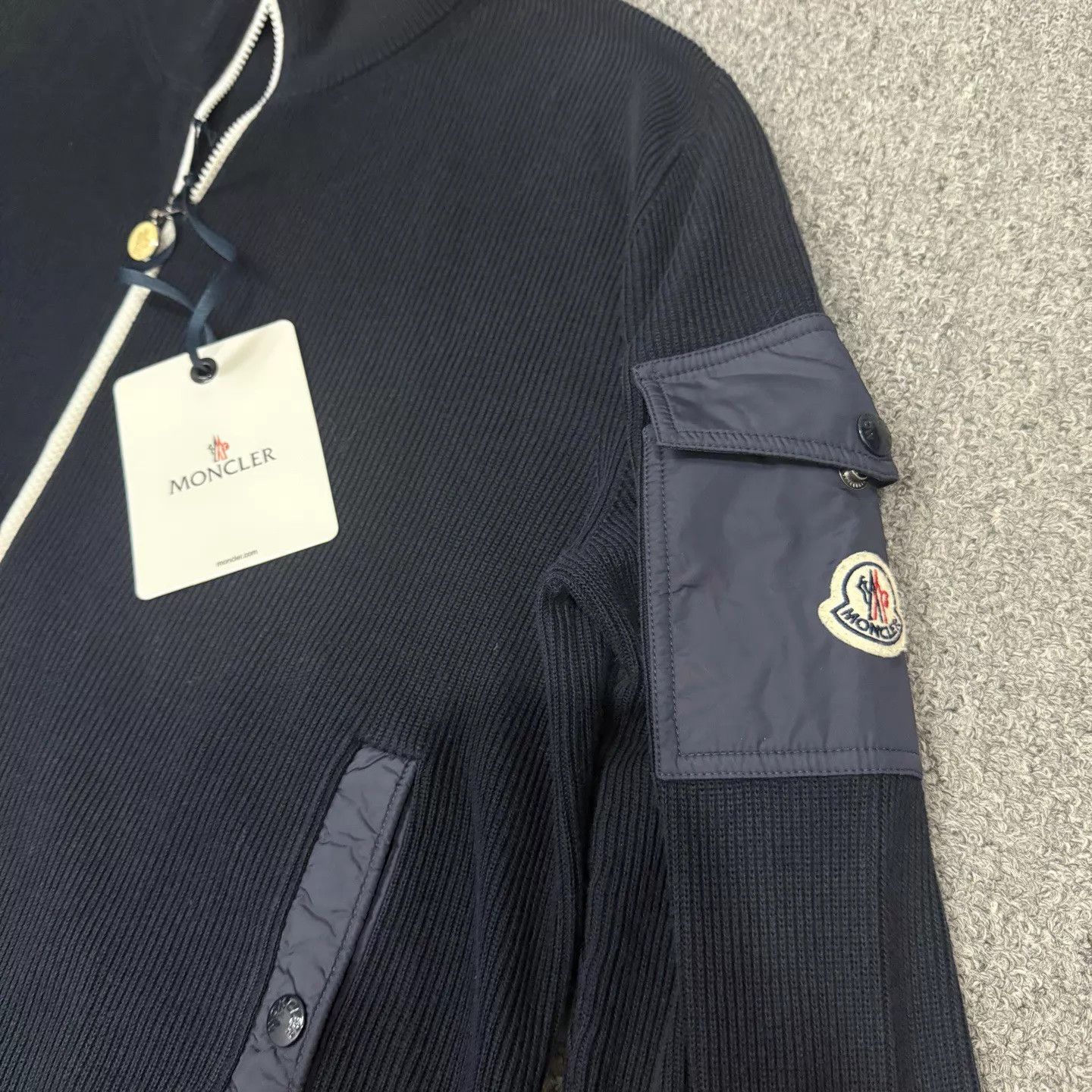 Moncler Moncler zip cardigan navy blue colorblocked L new Size L / US 10 / IT 46 - 3 Thumbnail
