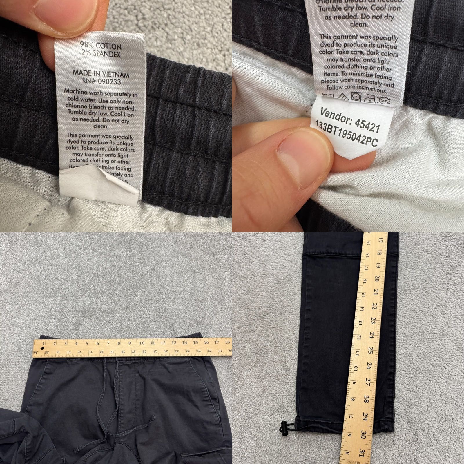 Wrangler Wrangler Cargo Jogger Pants Mens Medium Black Twill Elastic Waist Gusset Crotch Pockets Logo Style: Cargo Size US 36 / EU 52 - 9 Thumbnail