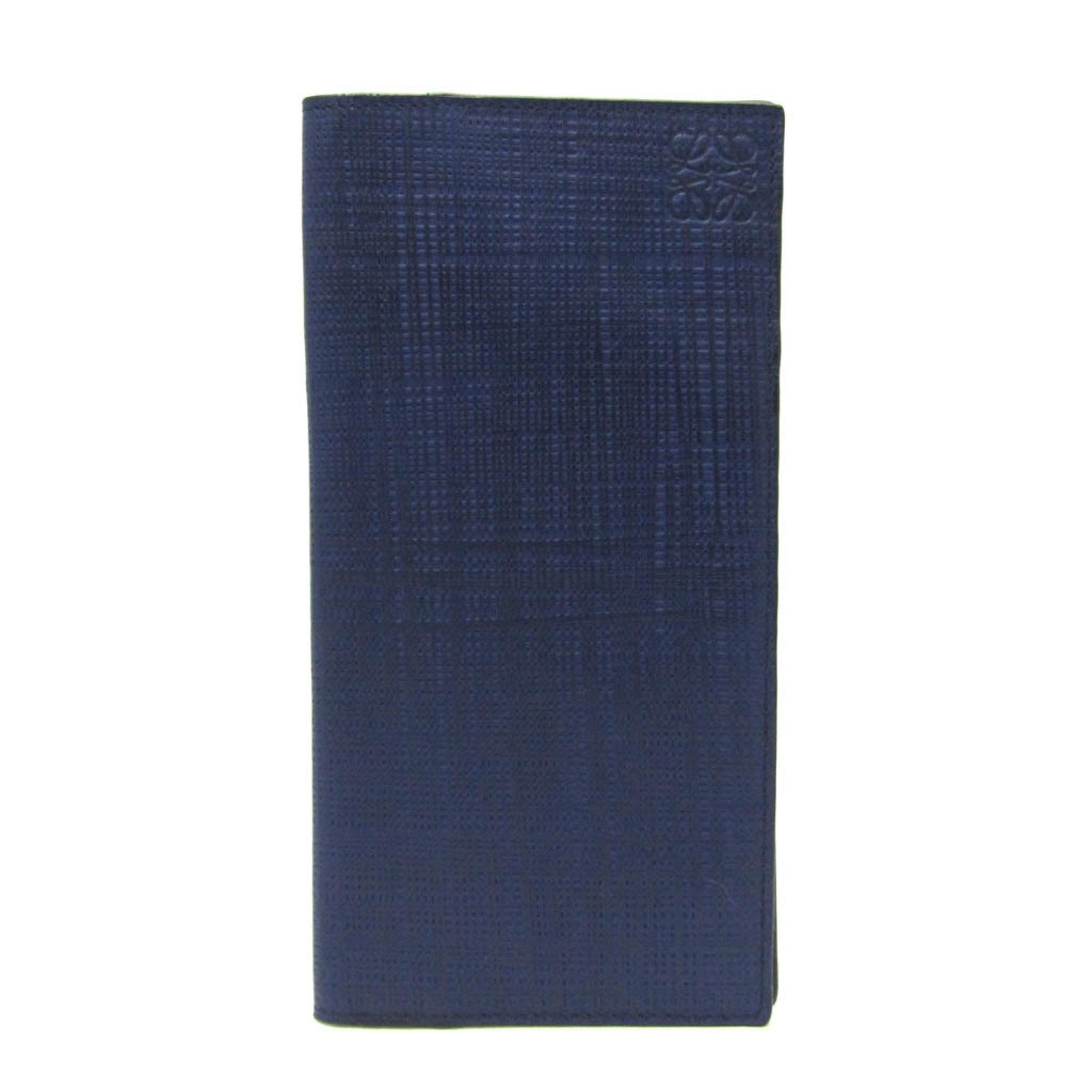 image of Loewe Linen Men's Leather Long Wallet [Bi-Fold] Navy in Blue