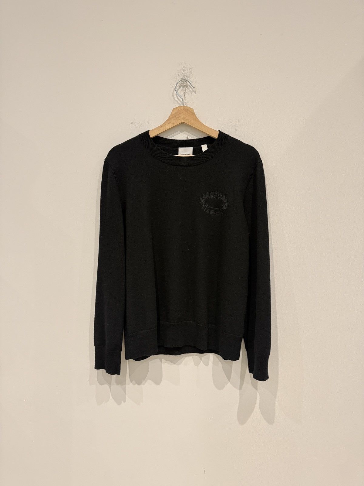 Burberry Burberry Wool Oak Leaf Crest Sweater Black Size: L Size US L / EU 52-54 / 3 - 1 Thumbnail