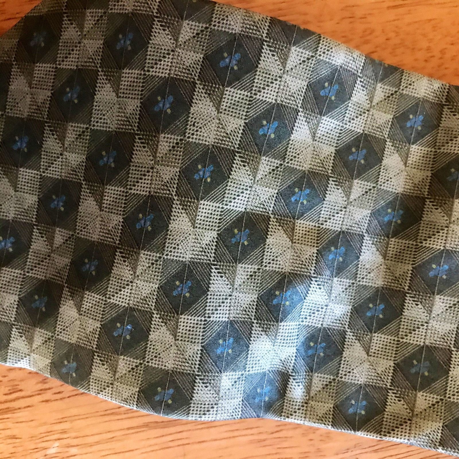 Bill Blass Vintage 1980s Bill Blass Green Checked Silk Tie Size ONE SIZE - 5 Thumbnail