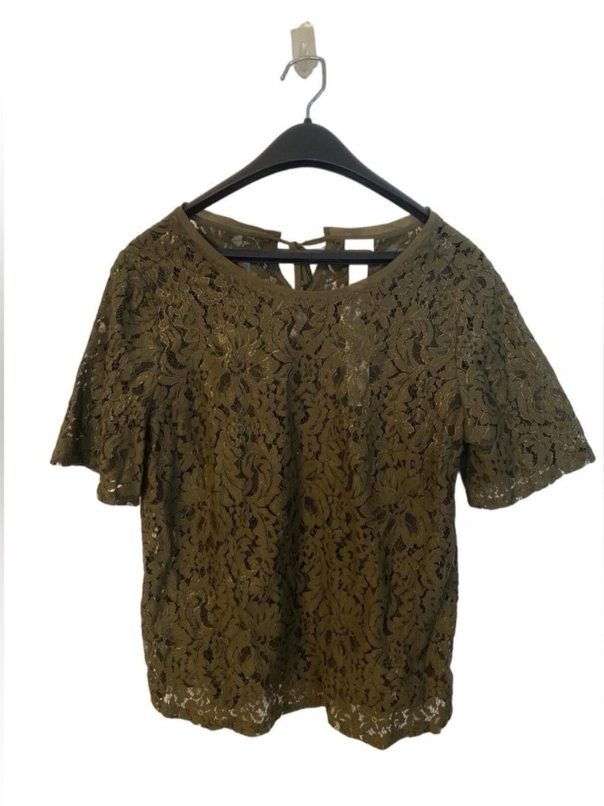Chicos Chicos Olive Foiled Lace Top Size Large Size L / US 10 / IT 46 - 1 Thumbnail