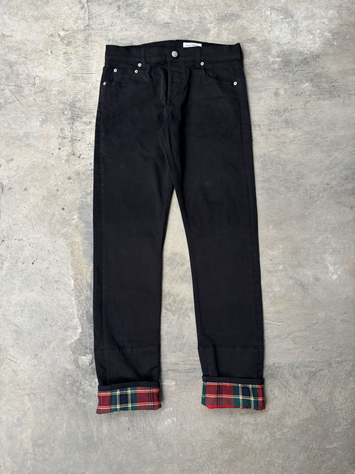 Alexander McQueen Alexander McQueen Black Bull Denim Check Jeans Size US 34 / EU 50 - 1 Thumbnail