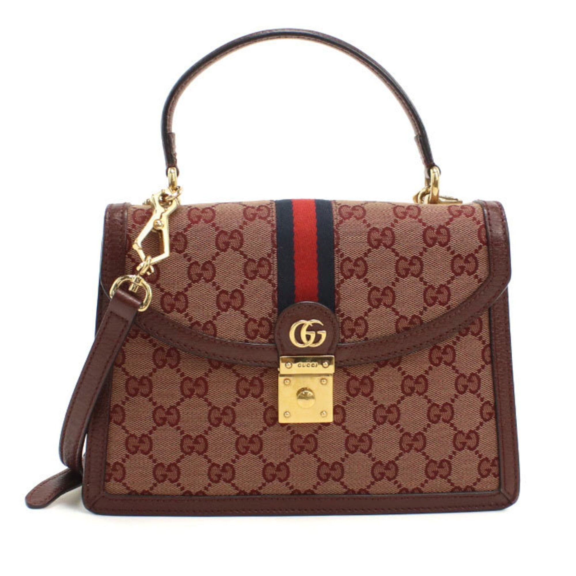 Gucci GUCCI handbag 651055 Medium top handle bag Ophidia women's wine red Size ONE SIZE - 1 Thumbnail