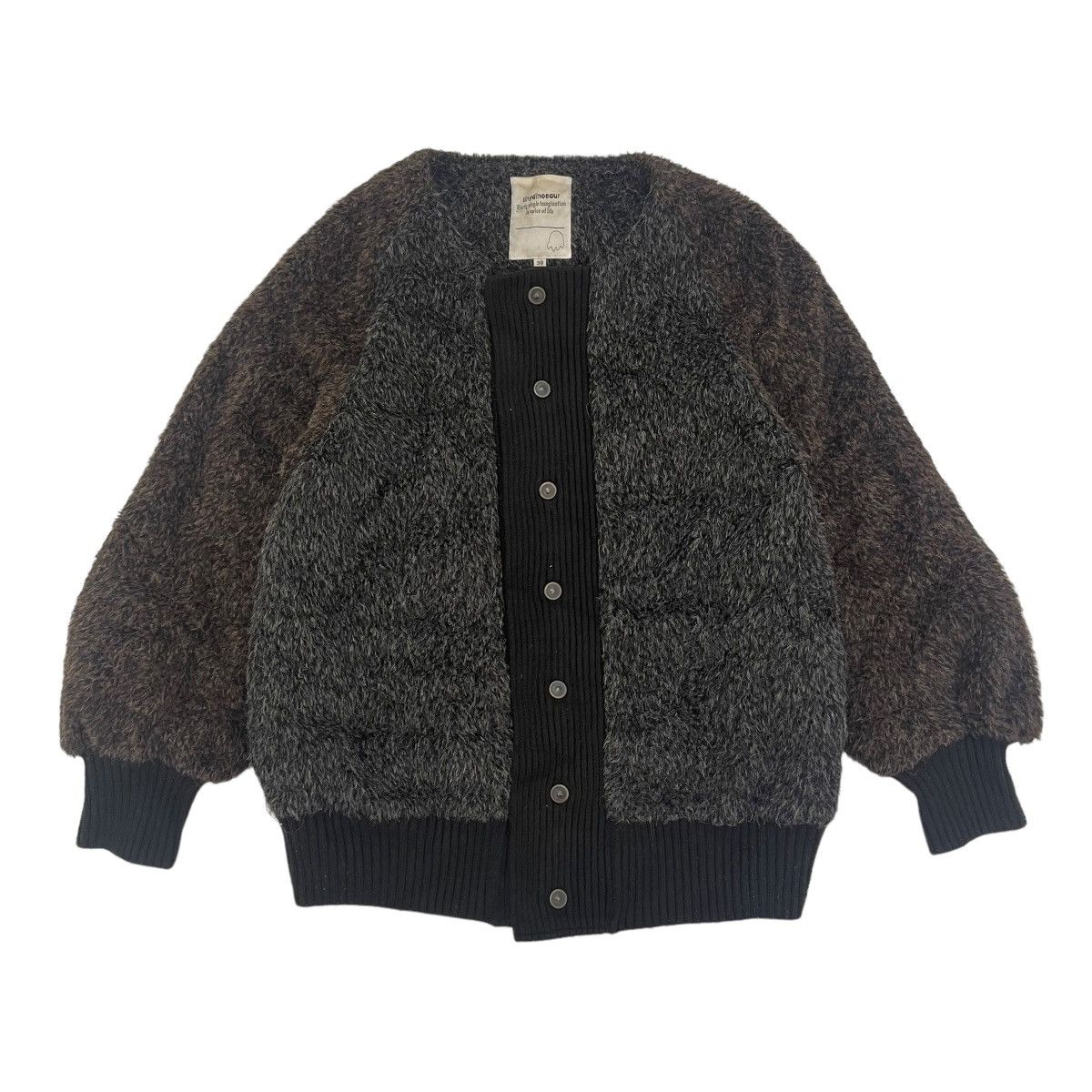Japanese Brand ⚡️Tiny Dinosaur Faux Fur Button Mohair Jacket Made In 🇯🇵 Size M / US 6-8 / IT 42-44 - 2 Thumbnail