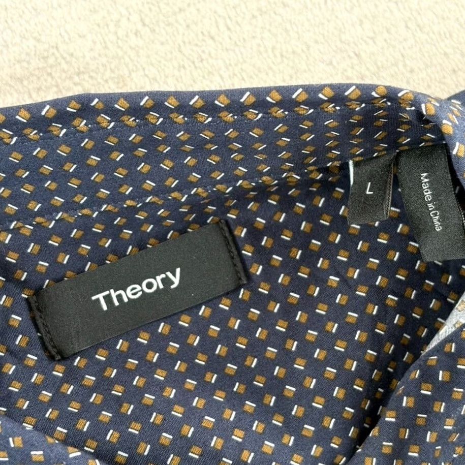 Theory Theory Irving Geo Print Stretch Button-Up Shirt Navy Multi Men L NWOT Size US L / EU 52-54 / 3 - 2 Thumbnail
