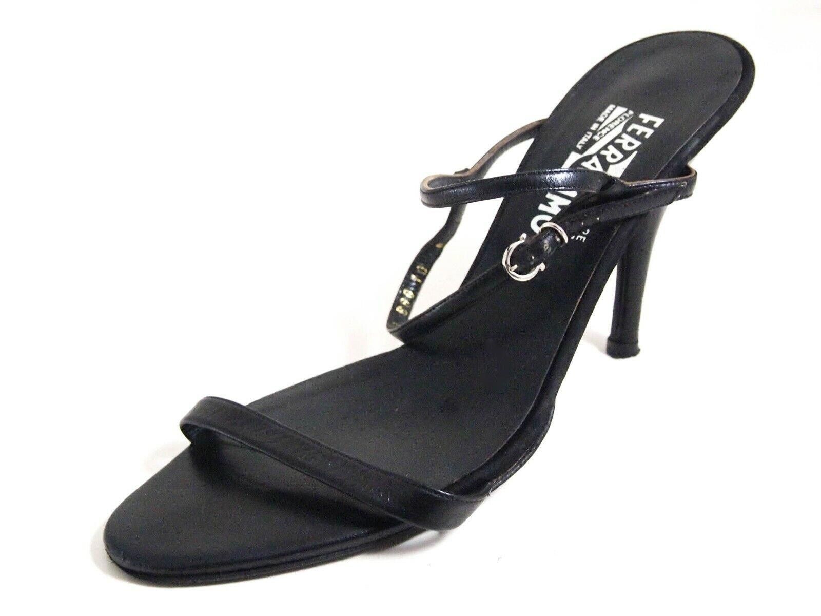 Salvatore Ferragamo Ferragamo Heels Strappy Sandals Black Leather US 10 EU 40.5 Size US 10 / IT 40 - 1 Thumbnail