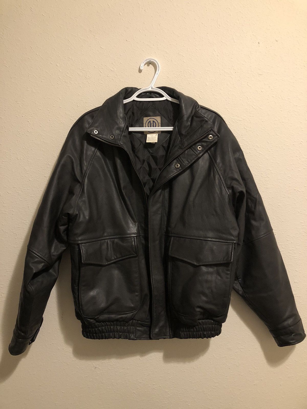 Vintage 2024 80s Black Biker Bomber Jacket Medium