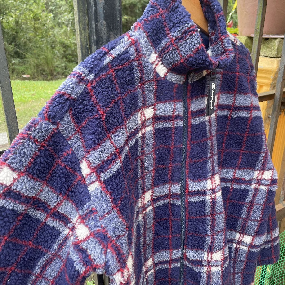 Champion × Vintage 🔥Vintage Champion Checkerd Full Zipper Sherpa Fleece Jacket Size US L / EU 52-54 / 3 - 6 Thumbnail
