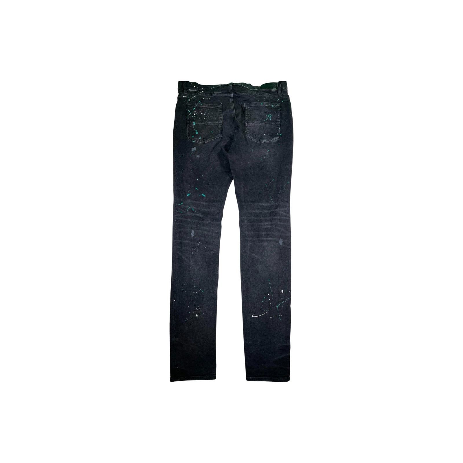 Amiri Amiri Black Wash Teal Splatter Jeans Size US 36 / EU 52 - 3 Thumbnail