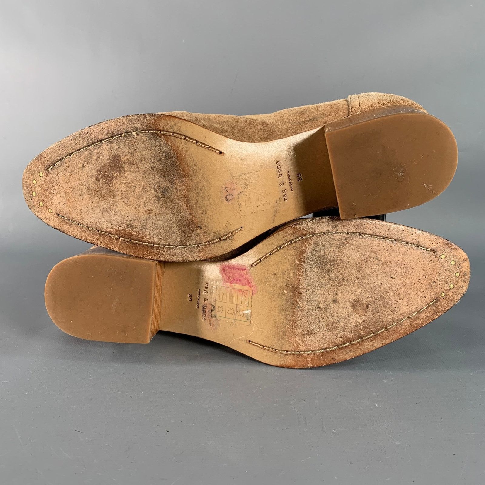 Rag & Bone RAG & BONE 9 Camel Suede Stacked Heel Chelsea Ankle Boots Size US 9 / IT 39 - 6 Thumbnail