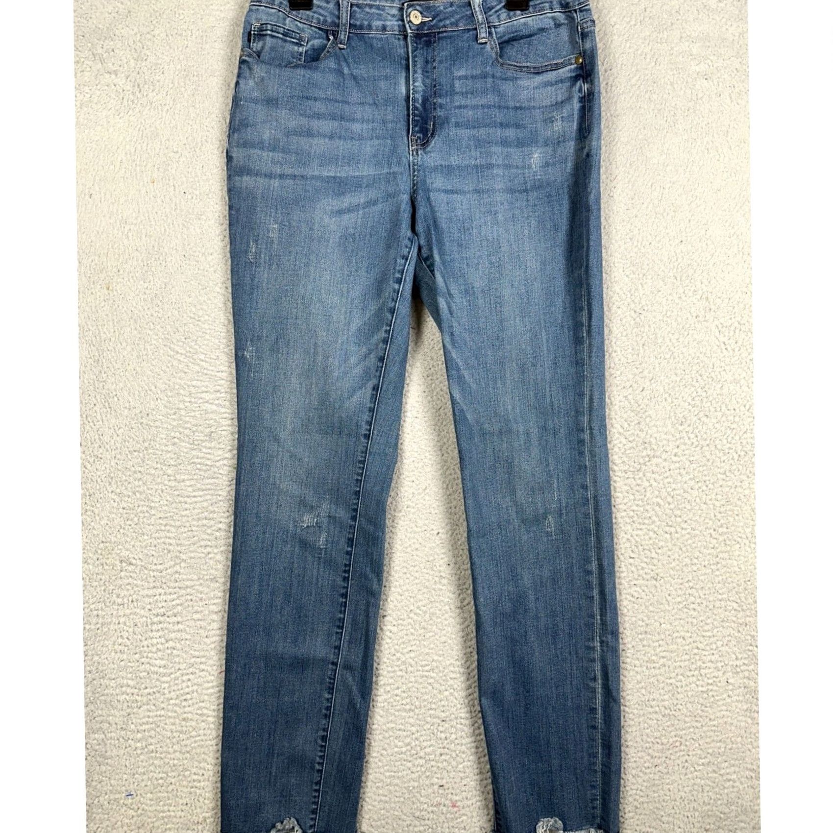 Denime Judy Blue Jeans Womens 15-32 Blue Slim Skinny Raw Hem Distressed Stretch Denim Size 24" / US 00 / IT 34 - 2 Thumbnail