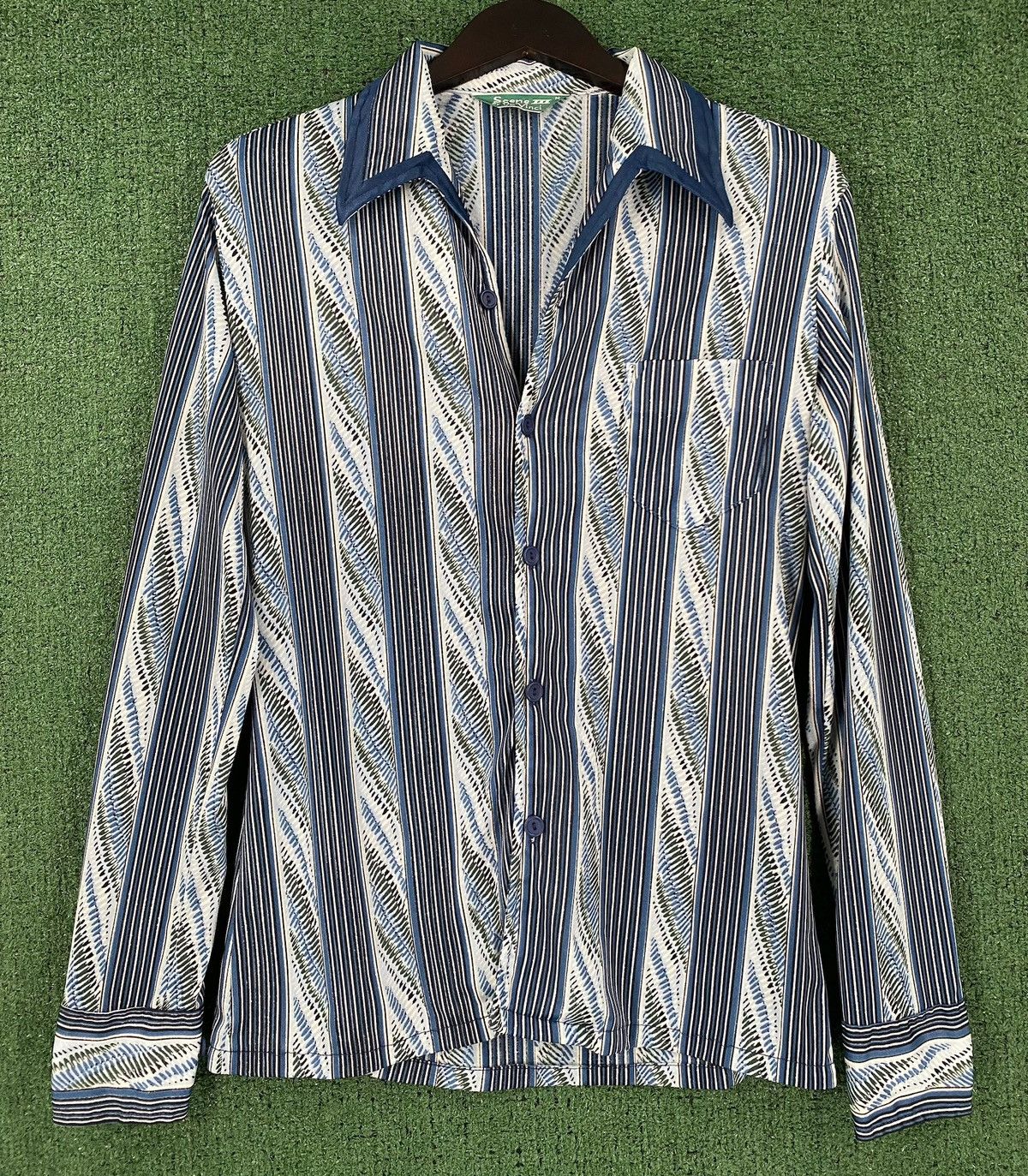 Vintage 70s Scene 3 Da Vinci Disco Geometric Patterned Shirt Small Size US S / EU 44-46 / 1 - 1 Thumbnail