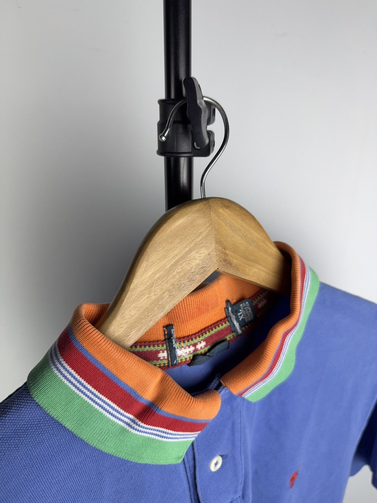 Polo Ralph Lauren Retro Ralph Lauren Multi Stripe Collar Polo Shirt Blue XL Size US XL / EU 56 / 4 - 5 Thumbnail