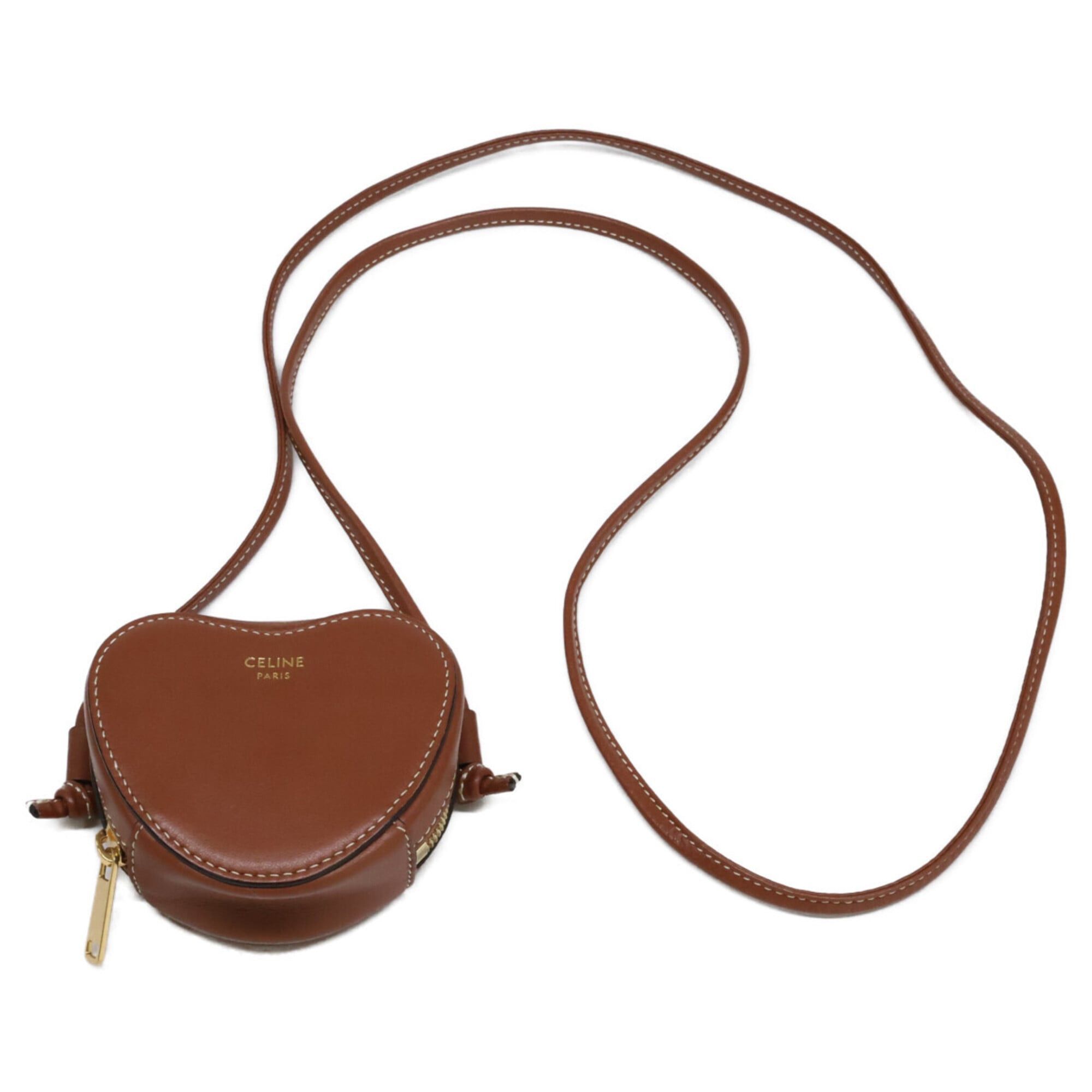 Celine CELINE Micro Leather Heart Mini Crossbody Bag Shoulder Brown Women's Size ONE SIZE - 1 Thumbnail