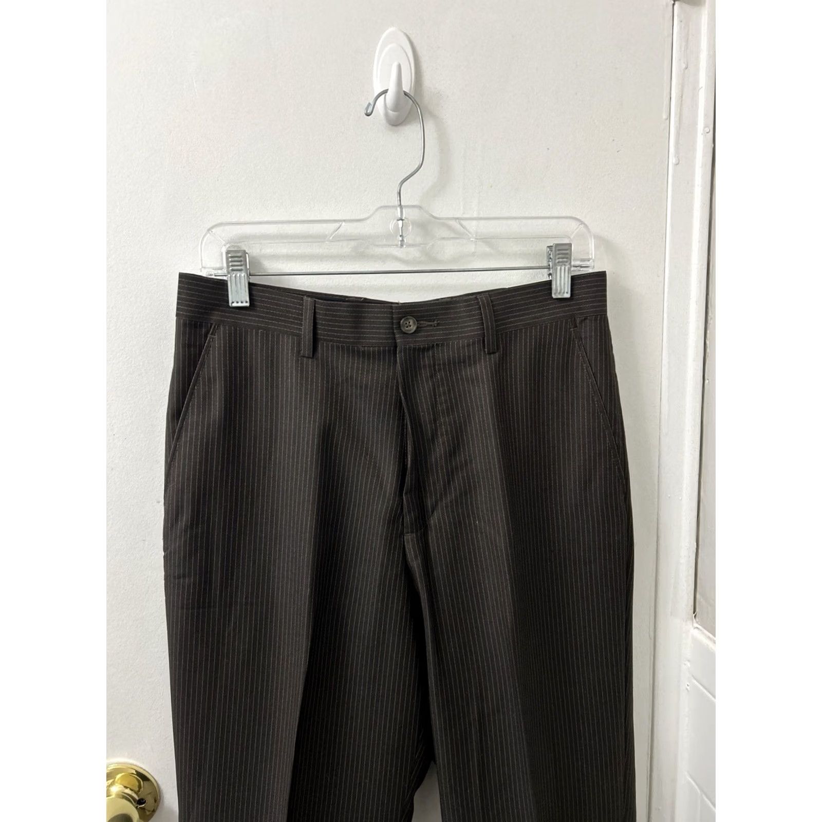 Perry Ellis Perry Ellis Portfolio Dress Pants Mens 30x30 Brown Pinstripe Straight Leg NWT Size US 30 / EU 46 - 7 Thumbnail