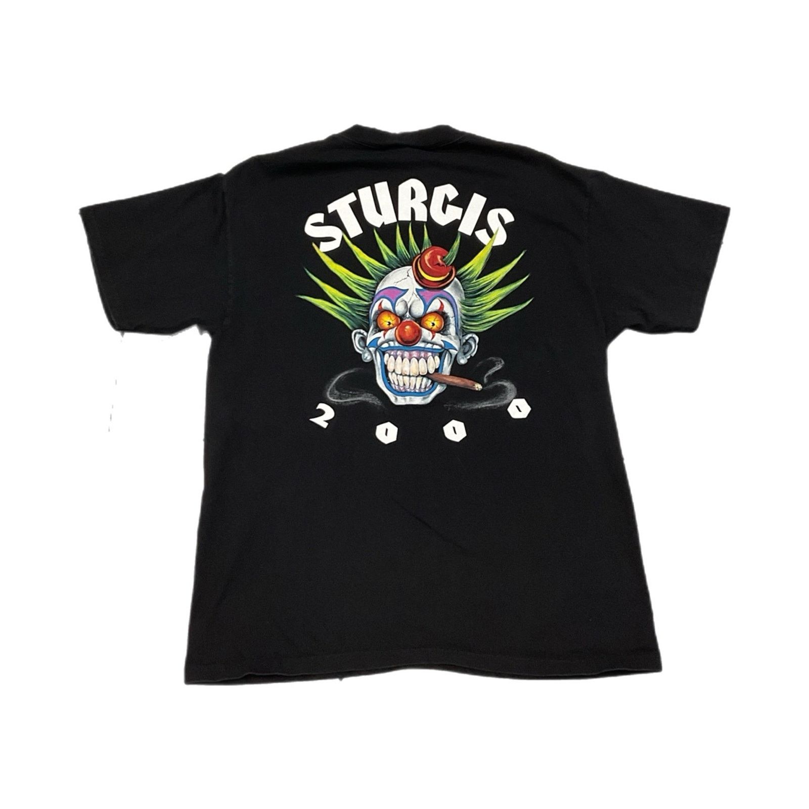 Hanes Y2K Sturgis Biker Clown Graphic T-Shirt Size US L / EU 52-54 / 3 - 2 Thumbnail