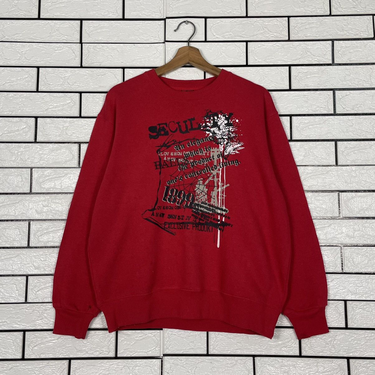 Japanese Brand Seculity Big Print Red Sweatshirt Size US M / EU 48-50 / 2 - 1 Thumbnail