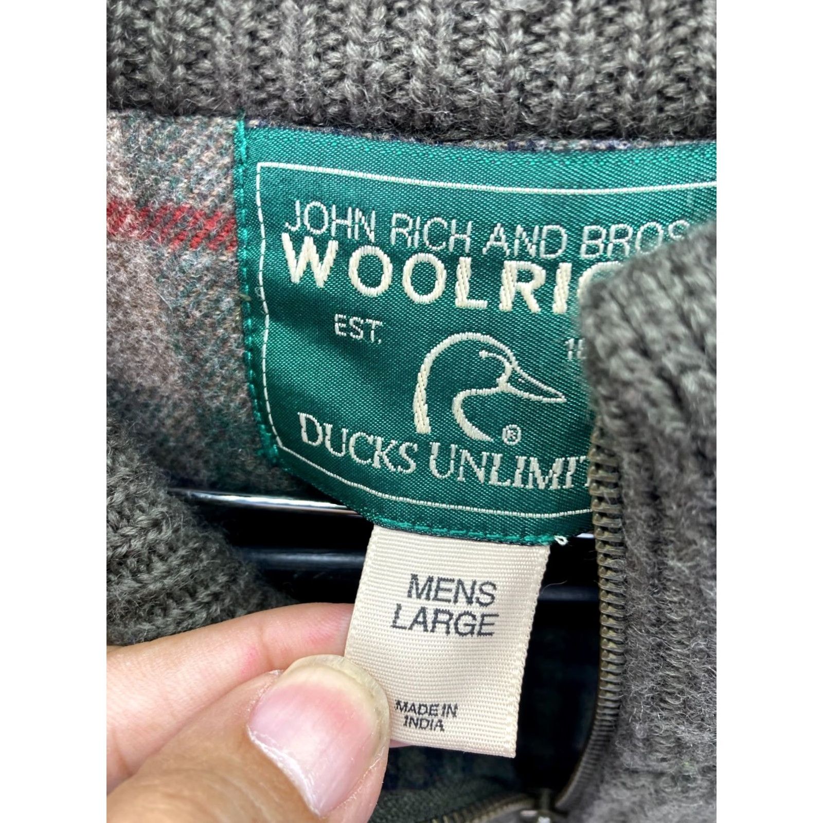 Vintage VINTAGE Woolrich Ducks Unlimited Sweater Vest Mens L Brown Wool Full Zip Ribbed Lined Size US L / EU 52-54 / 3 - 7 Thumbnail