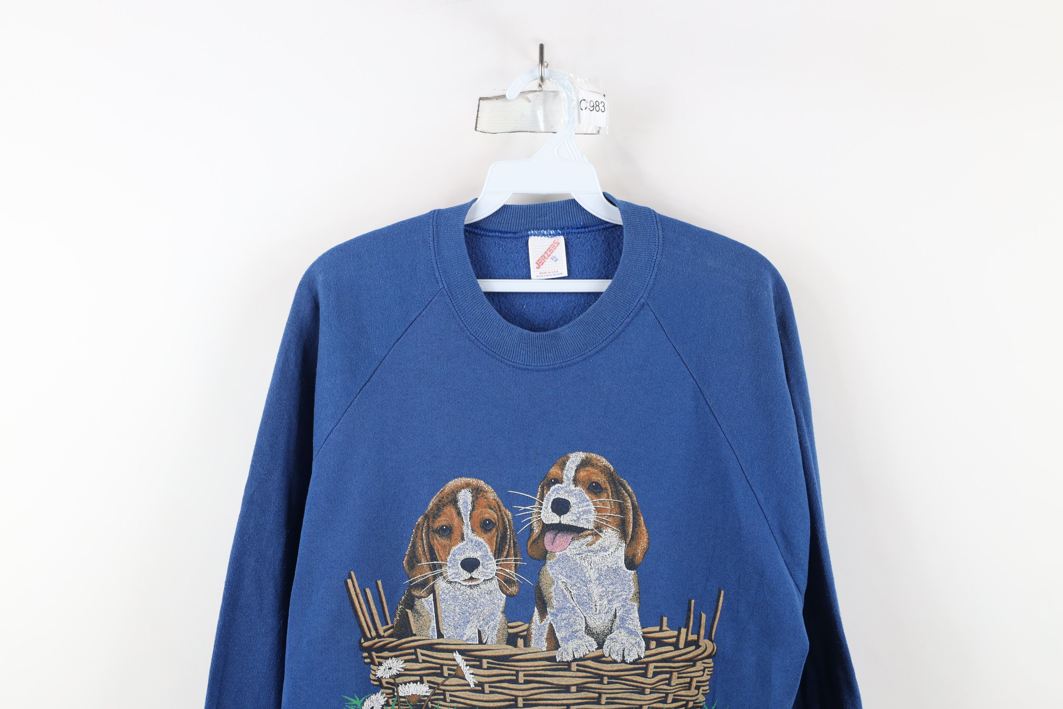 Vintage Vintage 90s Streetwear Puppies Dogs Sweatshirt Blue USA Size XL / US 12-14 / IT 48-50 - 2 Thumbnail