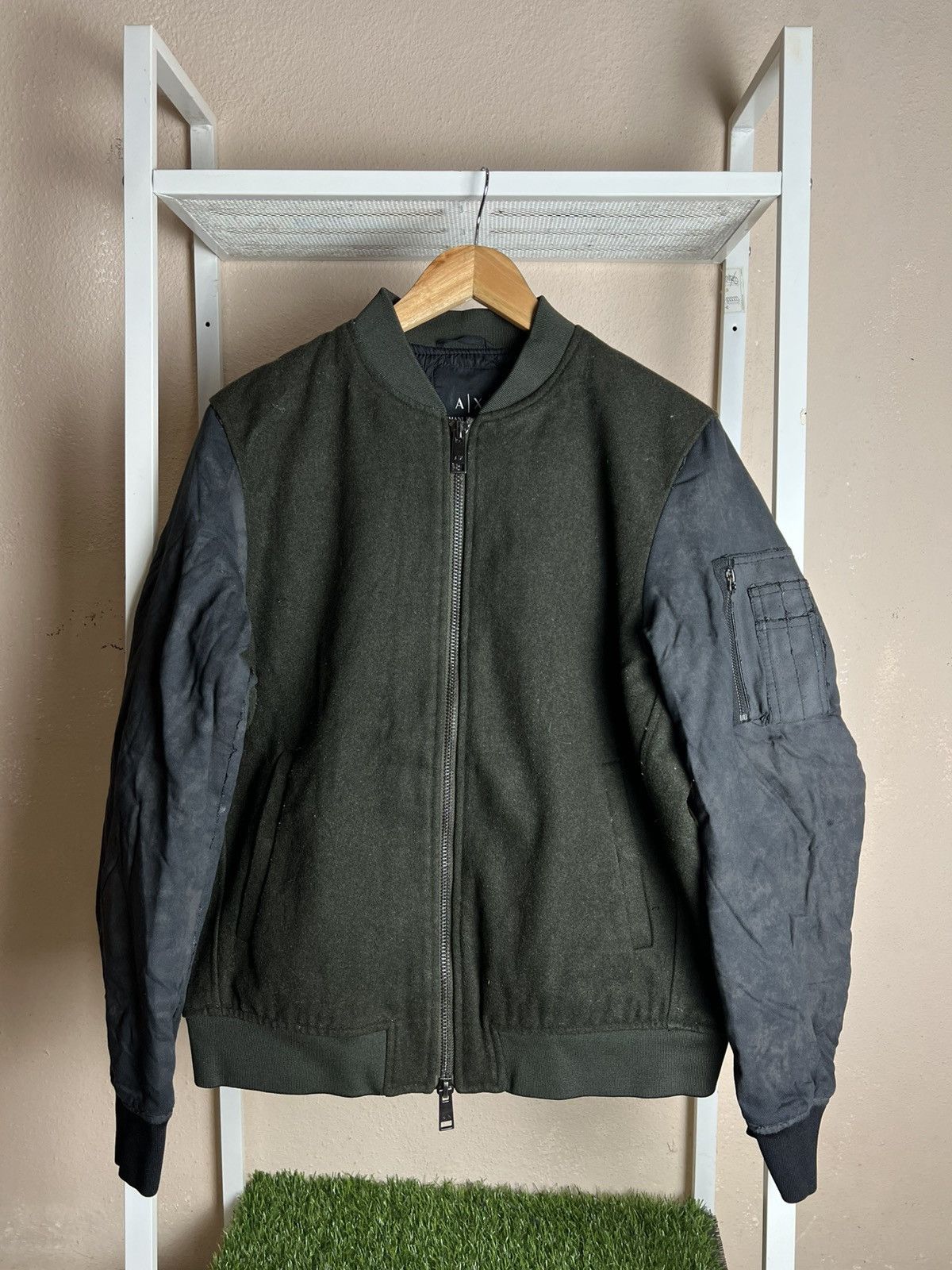 Armani Exchange × Designer Armani Exchange Dual Peat Green Trench & Bomber Jacket Coat Size US M / EU 48-50 / 2 - 1 Thumbnail