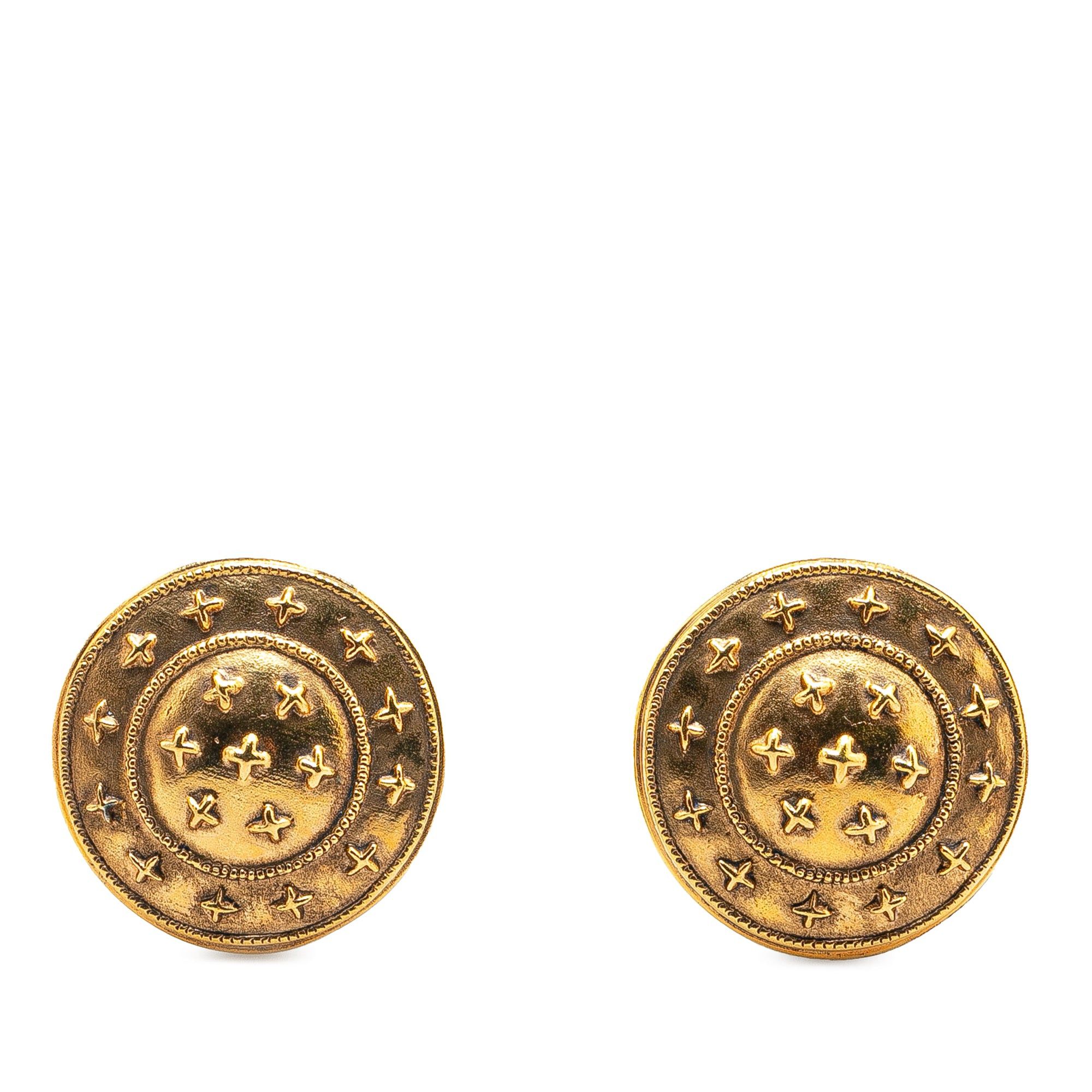 Chanel Chanel Gold Plated Stars Round Clip on Earrings Gold Size ONE SIZE - 1 Thumbnail