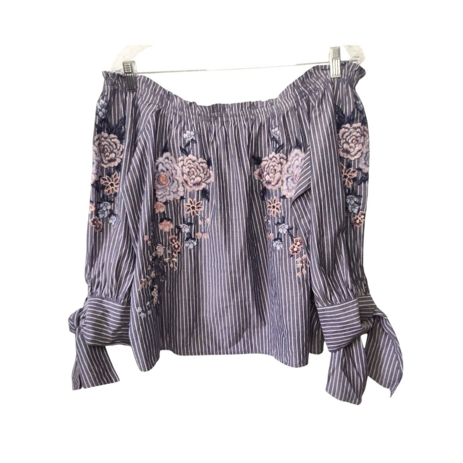 American Eagle Outfitters American Eagle Off Shoulder Embroidered Cropped Top Sz M Tie Size M / US 6-8 / IT 42-44 - 1 Thumbnail