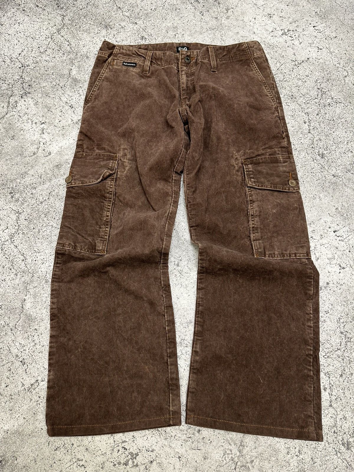 image of Dolce Gabbana x Vintage Dolce & Gabbana Corduroy Cargo Baggy Pants in Brown, Men's (Size 31)