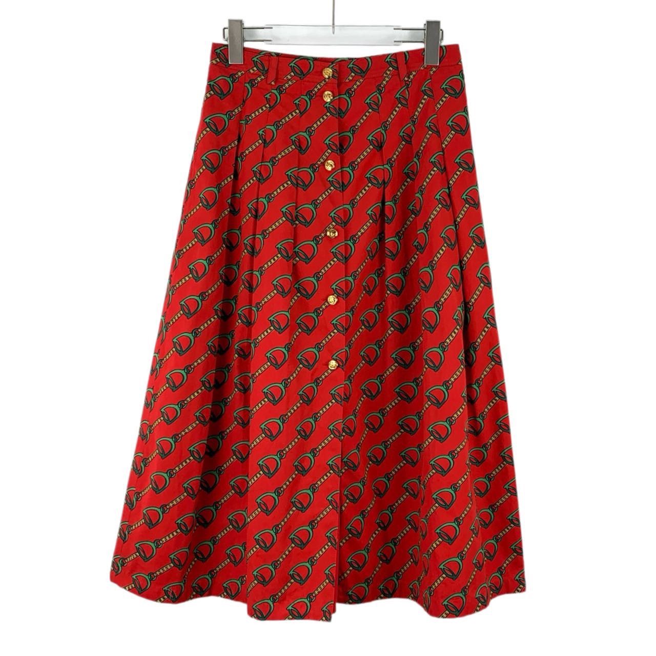 Gucci Gucci Red Lock All-over Print Cotton Casual Long Skirt K26WX Size 28" / US 6 / IT 42 - 1 Thumbnail
