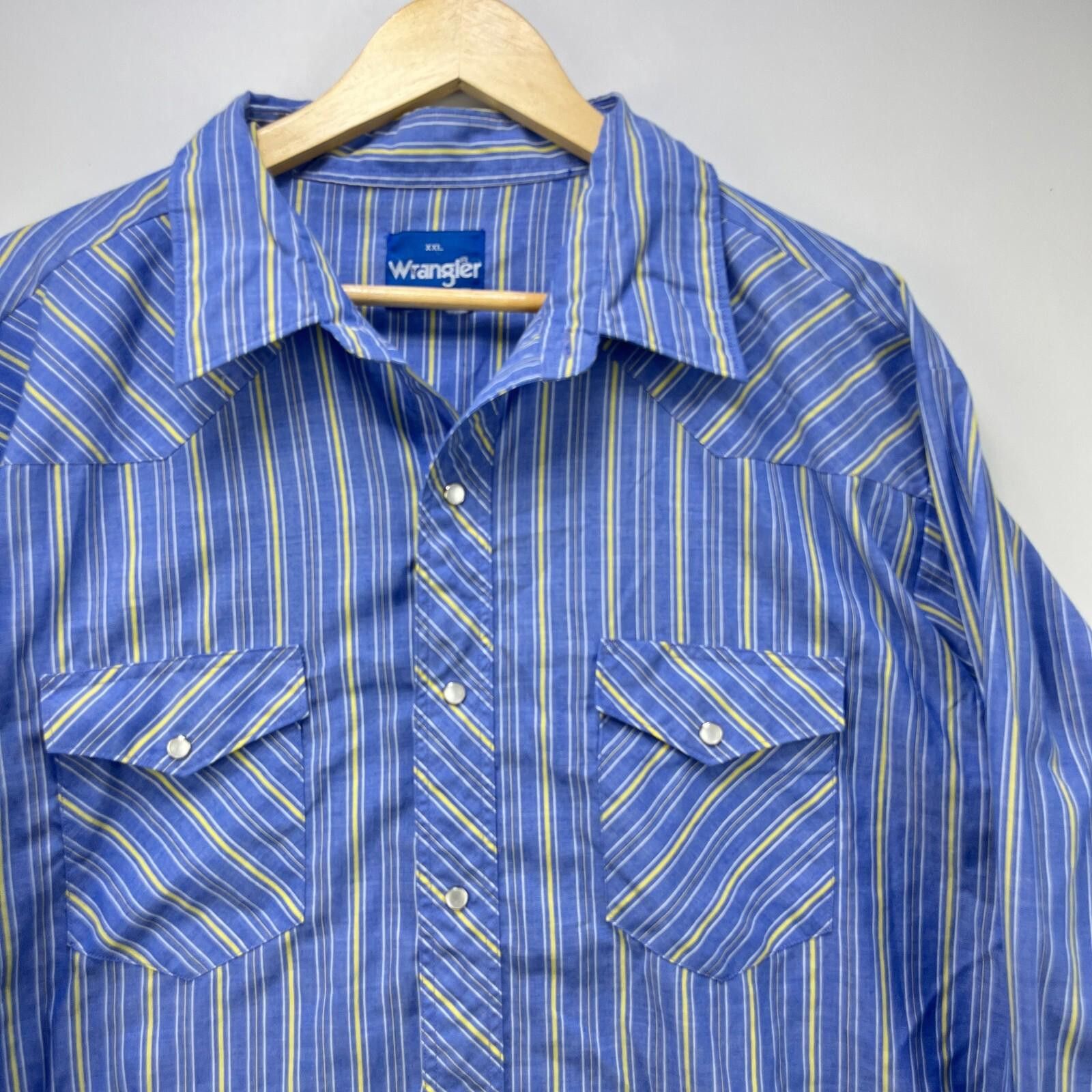 Wrangler Vintage 90s Wrangler Striped Pearl Snap Button Shirt 2XL Size US XXL / EU 58 / 5 - 2 Thumbnail