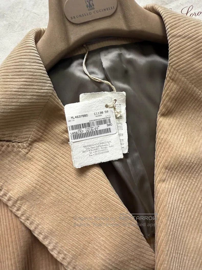 Brunello Cucinelli Brunello Cucinelli Light Khaki Twill Double Breasted Singl Size 50R - 3 Thumbnail