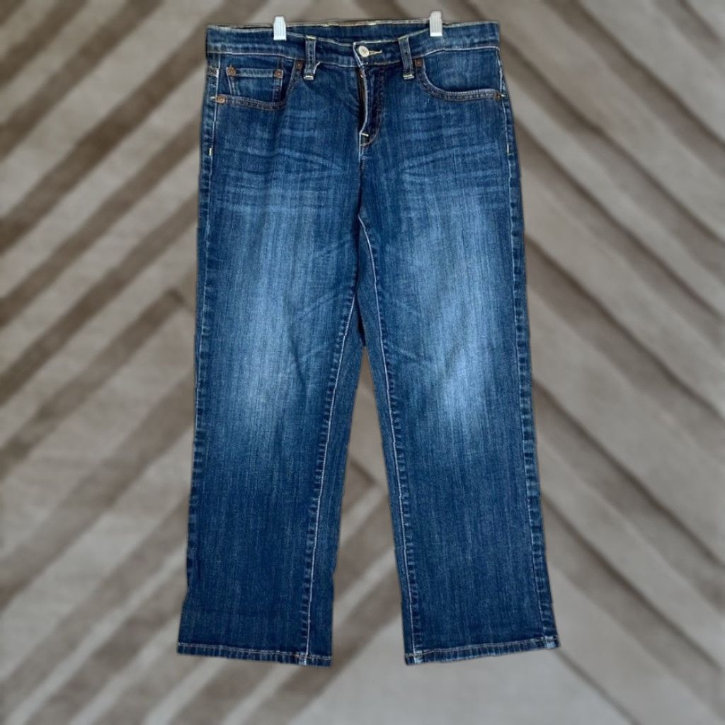 Lucky Brand Lucky Brand Jeans Blue Denim Mid Rise Cropped Stretch 6 30 in Inseam 24 in 5-Pocket Regular Women Cotton Blend Spandex Denim Casual Womens Jeans Size 30" / US 8 / IT 44 - 1 Thumbnail