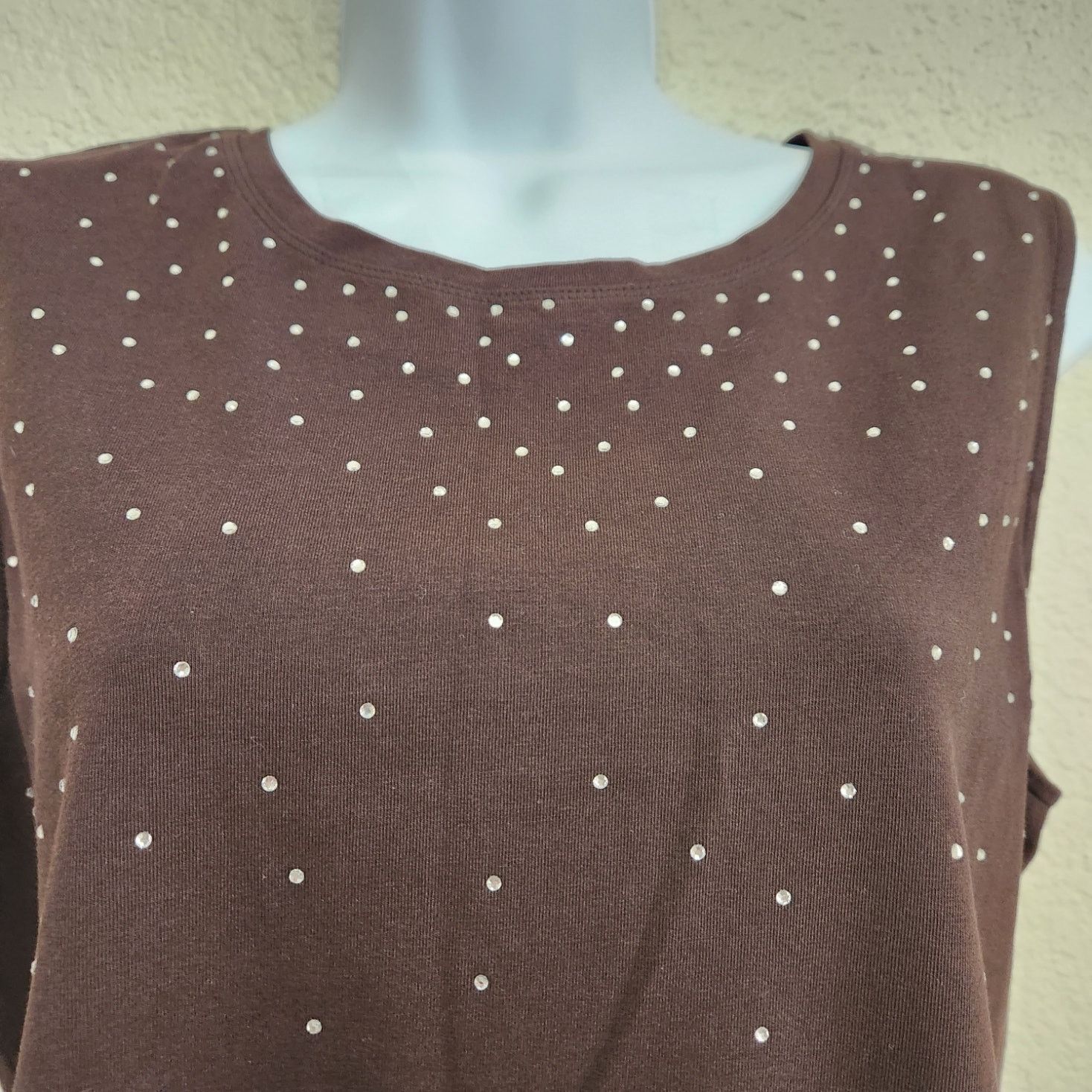 Other Talbots Brown Diamond Rhinestones Sleeveless Top Large Soft Size L / US 10 / IT 46 - 2 Thumbnail