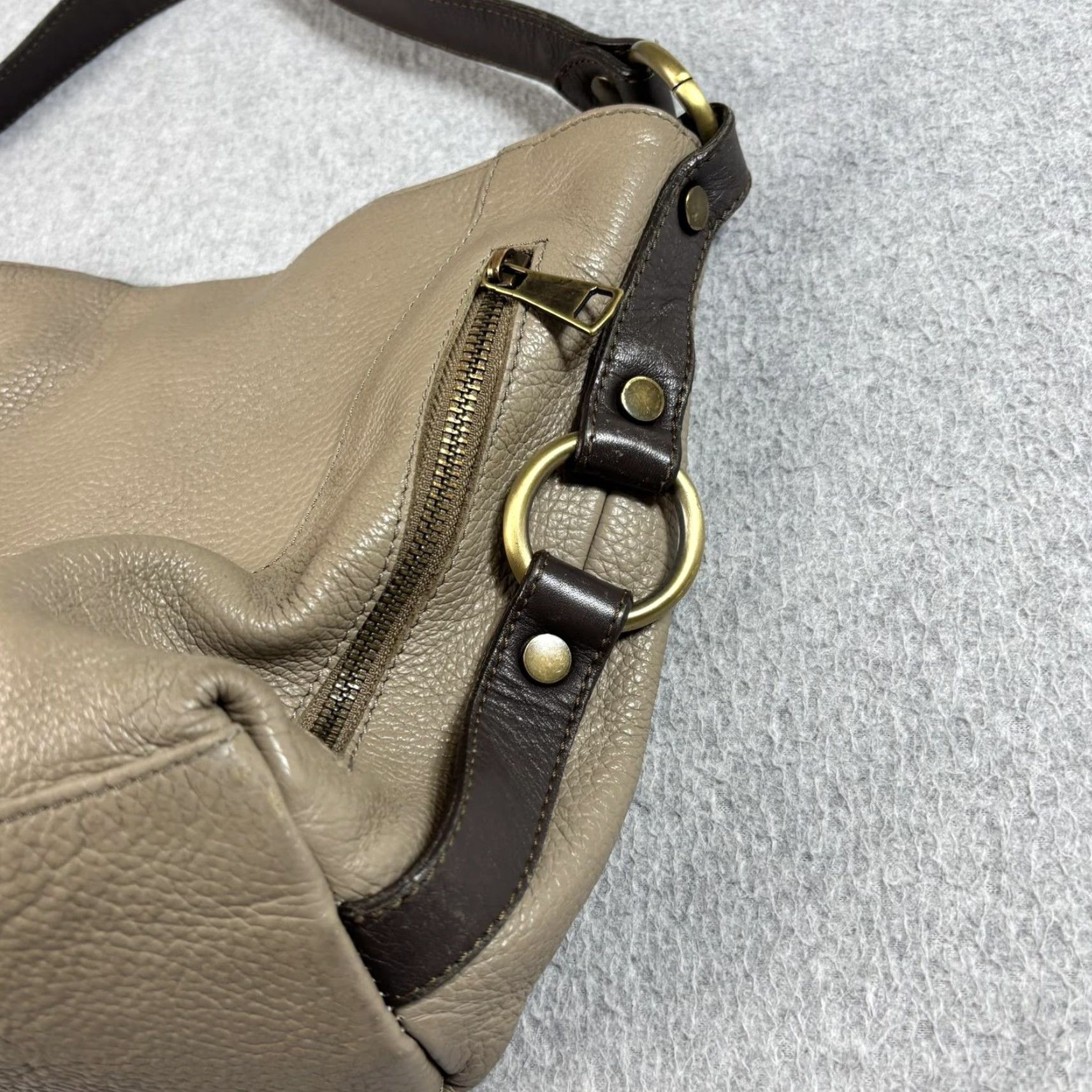 Vintage Sundance Leather Purse Women Large Taupe Slouchy Hobo Bag Zip Pockets Italy READ Size ONE SIZE - 5 Thumbnail