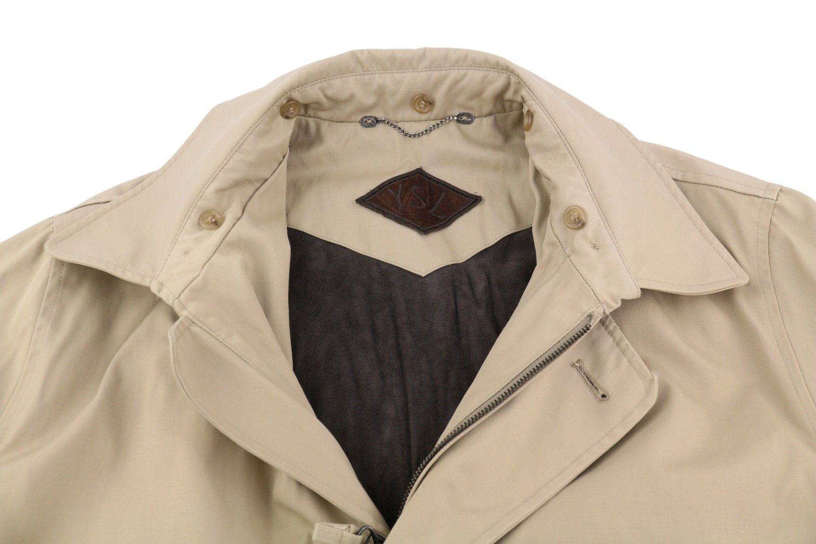 Yves Saint Laurent 48 Beige Full Zip Spread Collar Pockets Lined 86461 Size US M / EU 48-50 / 2 - 5 Thumbnail