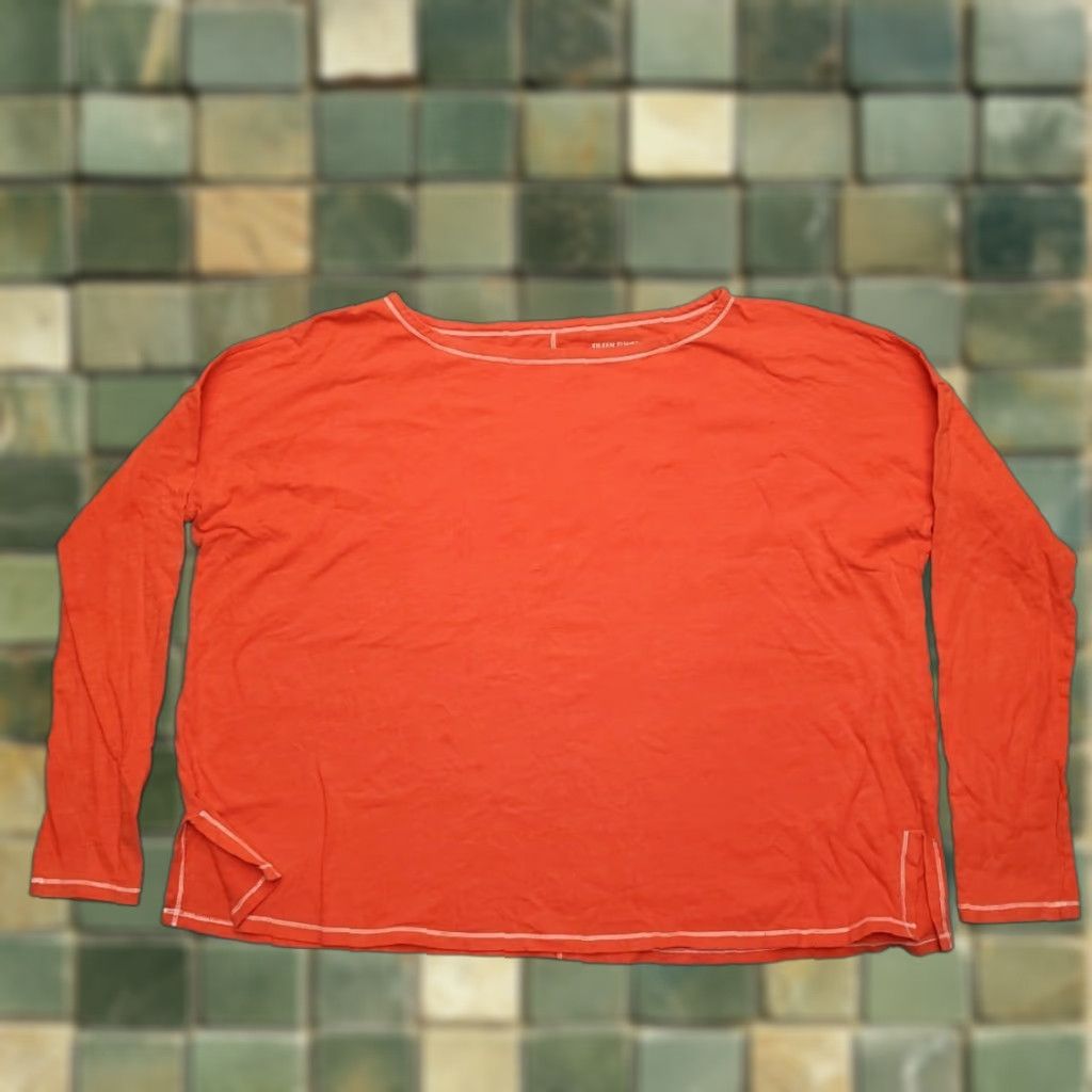 Eileen Fisher Eileen Fisher Shirt Women XS Orange Organic Cotton Long Sleeve Minimalist Casual Size XS / US 0-2 / IT 36-38 - 1 Thumbnail