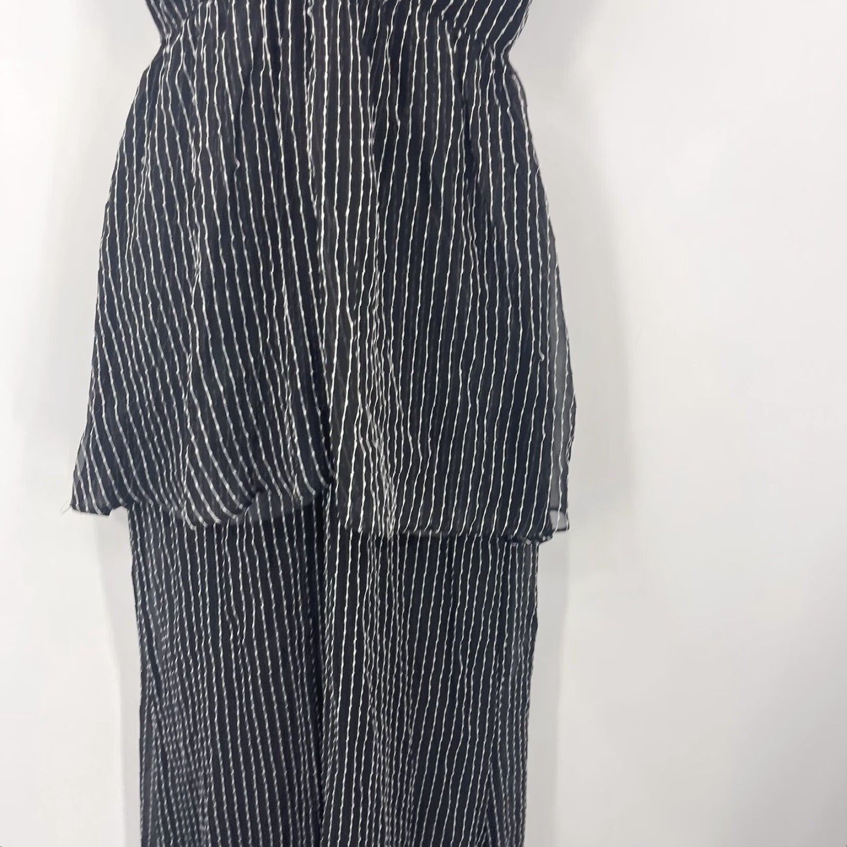 Vintage VINTAGE Stone Cold Fox Dress Womens Small Silk Sleeveless Ruffle Striped Maxi Bohemian Sheer Party Casual Size S / US 4 / IT 40 - 3 Thumbnail