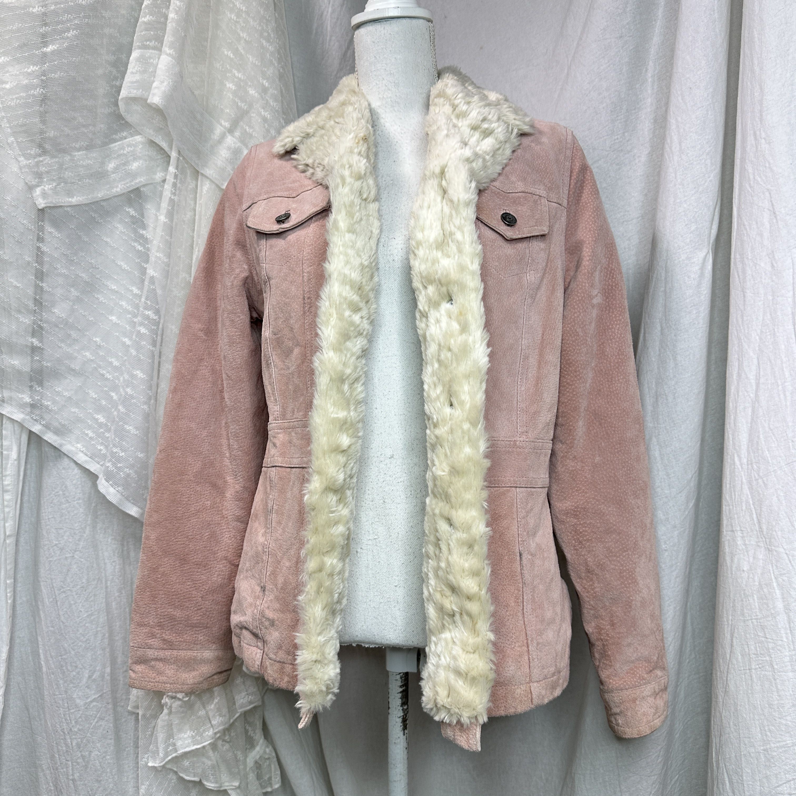 Vintage Vintage Leather Baby Pink NYC Girl Style Jacket Y2K Size M / US 6-8 / IT 42-44 - 2 Thumbnail
