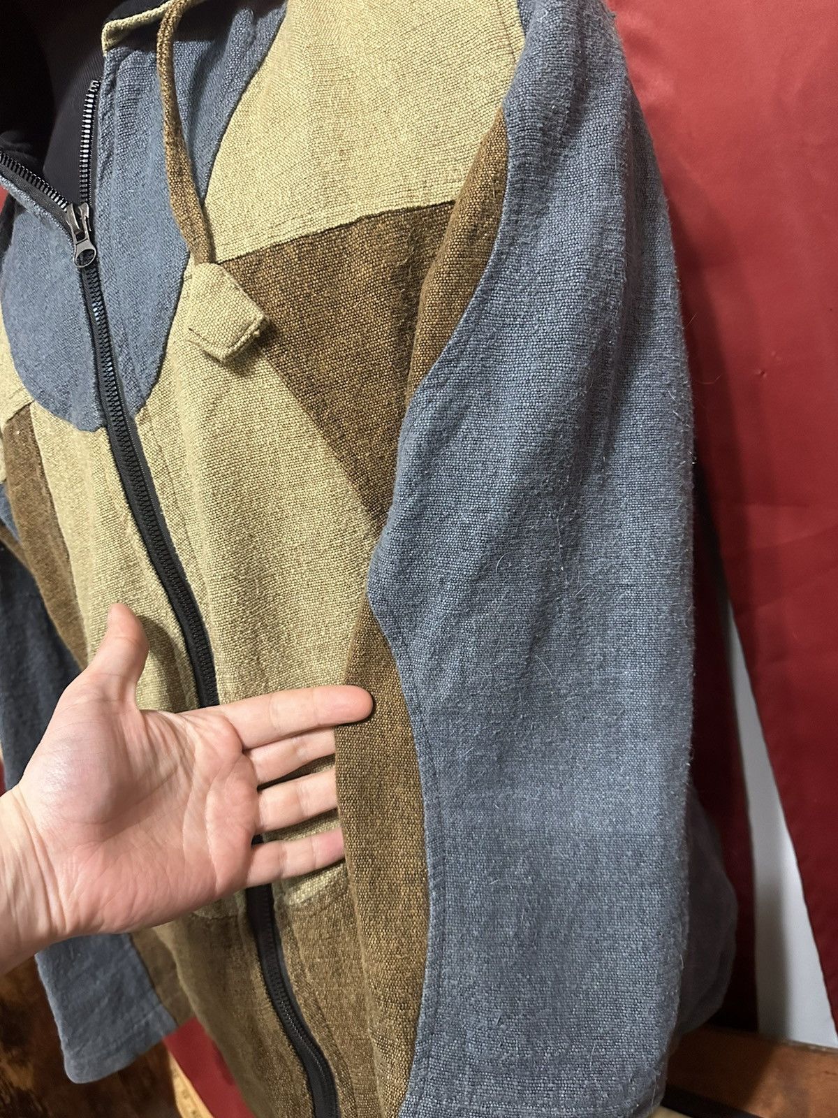 Handmade × Vintage Patchwork Zip Up Jacket Handmade Boho Earth Tonal Grail Size US L / EU 52-54 / 3 - 3 Thumbnail